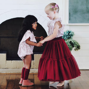 condor knee high socks - cranberry lace panel cotton