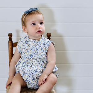 pinwheel bow headband - denim linen