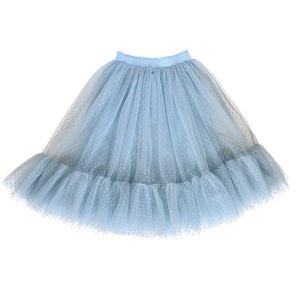 romantic tutu - duck egg blue flock spot tulle