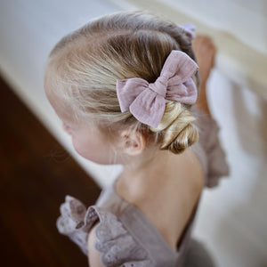 pinwheel bow hair clip - mauve muslin