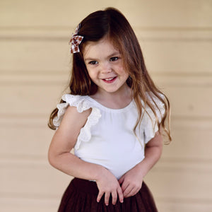 pinwheel bow hair clip - mocha gingham