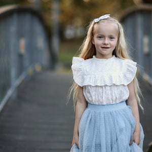 romantic tutu - duck egg blue flock spot tulle