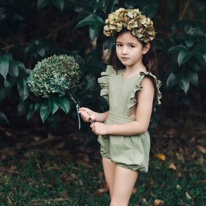 puck playsuit - pistachio twill