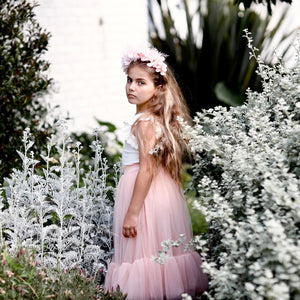 ALEXANDRA FLOWER GIRL BALLET PINK CROWN WITH MATCHING BALLET PINK TUTU
