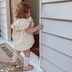 BACK BUTTON DETAIL OF ROMANCE ROMPER FOR BABY GIRLS