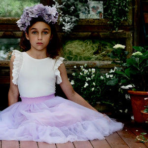 ARABELLA FLOWER CROWN IN LILAC WITH PERIWINKLE TUTU SKIRT