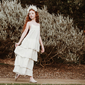 ALEXANDRA IVORY FLOWER CROWN WITH FLAMENCO FLOWER GIRL DRESS