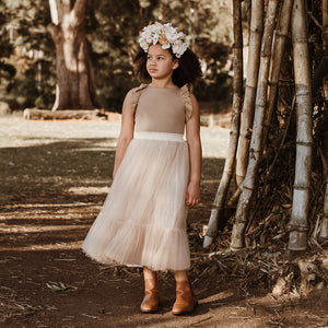 DIXIE GIRLS BODYSUIT IN CHAI PIMA KNIT COTTON