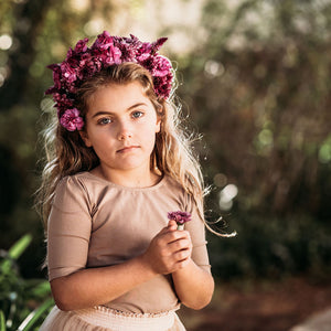 Little girls Pima knit Tabitha top in Chai