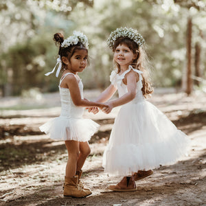 IVORY FLOWER GIRL LEOTARD FOR TODDLER GIRLS