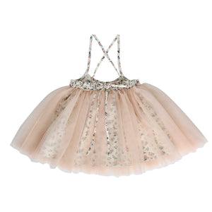 BACK TIE DETAIL OF BLUSH PINK LACED-UP GERANIUM FLORAL TUTU SKIRT