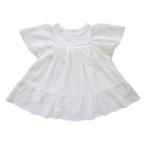 Mariposa Ivory embroidered georgette flower girl dress by AUBRIE