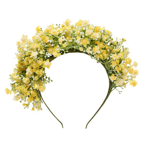 LEMON YELLOW AND WHITE BABYS BREATH HANDMADE FLOWER GIRL CROWN BY AUBRIE