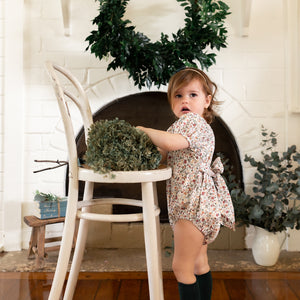 aveline romper - evergreen yuletide floral
