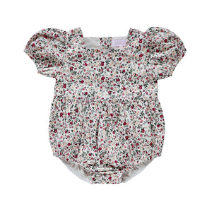aveline romper - evergreen yuletide floral