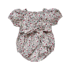 aveline romper - evergreen yuletide floral