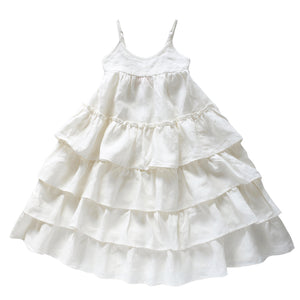 FLAMENCO IVORY LINEN FLOWER GIRL MAXI DRESS