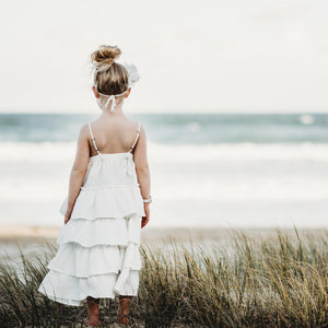 AUBRIE FLAMENCO PURE LINEN FLOWER GIRL DRESS FOR TWEENS