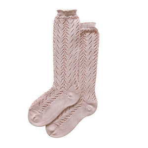 Dusty Rose Pink Knee High Lacework Condor Socks