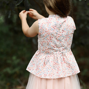 posie peplum blouse - blush confetti floral