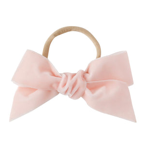 BALLET PINK VELVET LARGE HAIRBOW