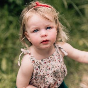 petite baby bow headband - cherry velvet