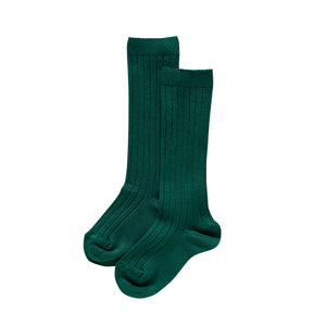 condor knee high socks - bottle green ribbed cotton