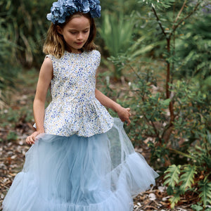 posie peplum blouse - cornflower confetti floral