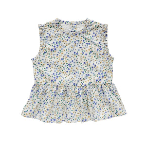 posie peplum blouse - cornflower confetti floral