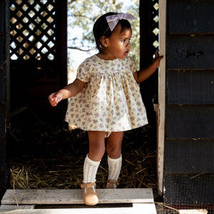 CREAM KNEE-HIGH COTTON LACE SOCKS FOR TODDLERS