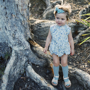 enid romper - cornflower confetti floral