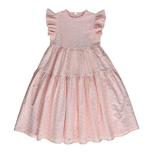 EVANGELINE BLUSH PINK LUCIA EMBROIDERED FLOWER GIRL DRESS -FRONT VIEW