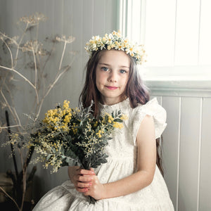 DETAILS OF EVANGELINE CREAM TWEEN FLOWER GIRL DRESS
