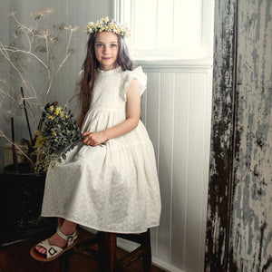 EVANGELINE CREAM BRODERIE ANGLAISE FLOWER GIRL DRESS