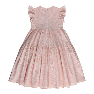 EVANGELINE BLUSH PINK BRODERIE ANGLAISE FLOWER GIRL DRESS - BACK VIEW