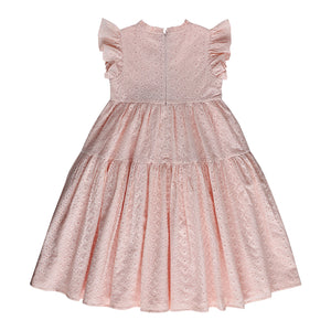 EVANGELINE BLUSH PINK BRODERIE ANGLAISE FLOWER GIRL DRESS - BACK VIEW