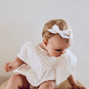 betty bow headband - jasmine broderie anglaise