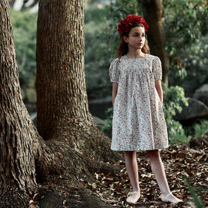 holly dress - evergreen yuletide floral