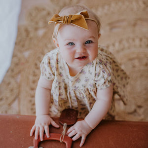 deluxe bow headband - honeysuckle velvet