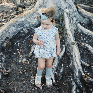 enid romper - cornflower confetti floral