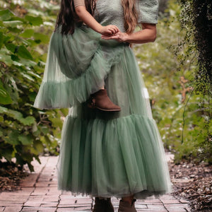 Ines basil ruffle tulle tutu skirt for ladies and girls