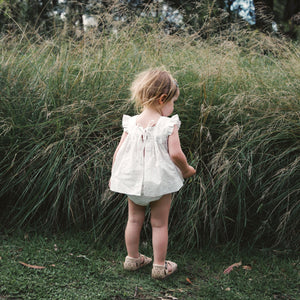 double ruffle bloomer - ivory daisy voile