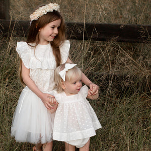 betty bow headband - ivory lucia broderie