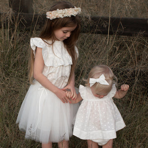 SIDE TIE LITTLE GIRLS OFF WHITE FLOWER GIRL TUTU SKIRT
