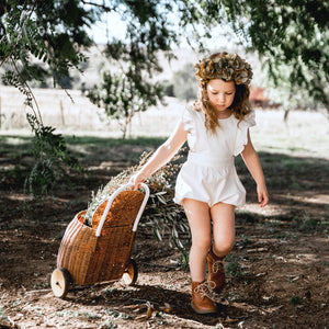Pretty Flower girl playsuit in ivory twill