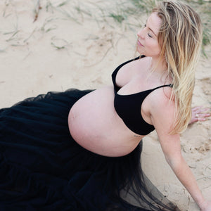 CLOSE UP OF LADIES BLACK TULLE SPECIAL OCCASION SKIRT