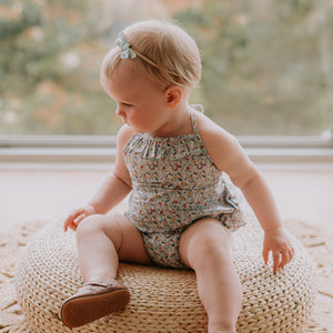 petite baby bow headband - baby blue velvet