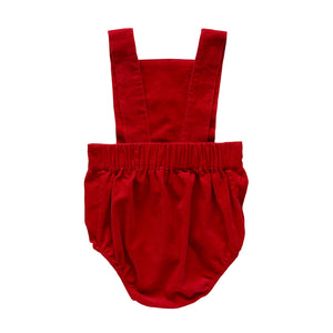 Back View of the Mackenzie Cherry Red Christmas Romper