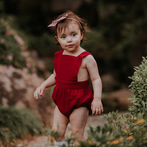 Cherry Cord Christmas Playsuit for toddlers and babies