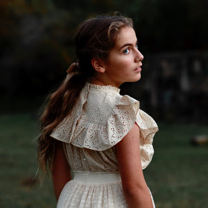 miranda blouse - oatmeal eyelet broderie